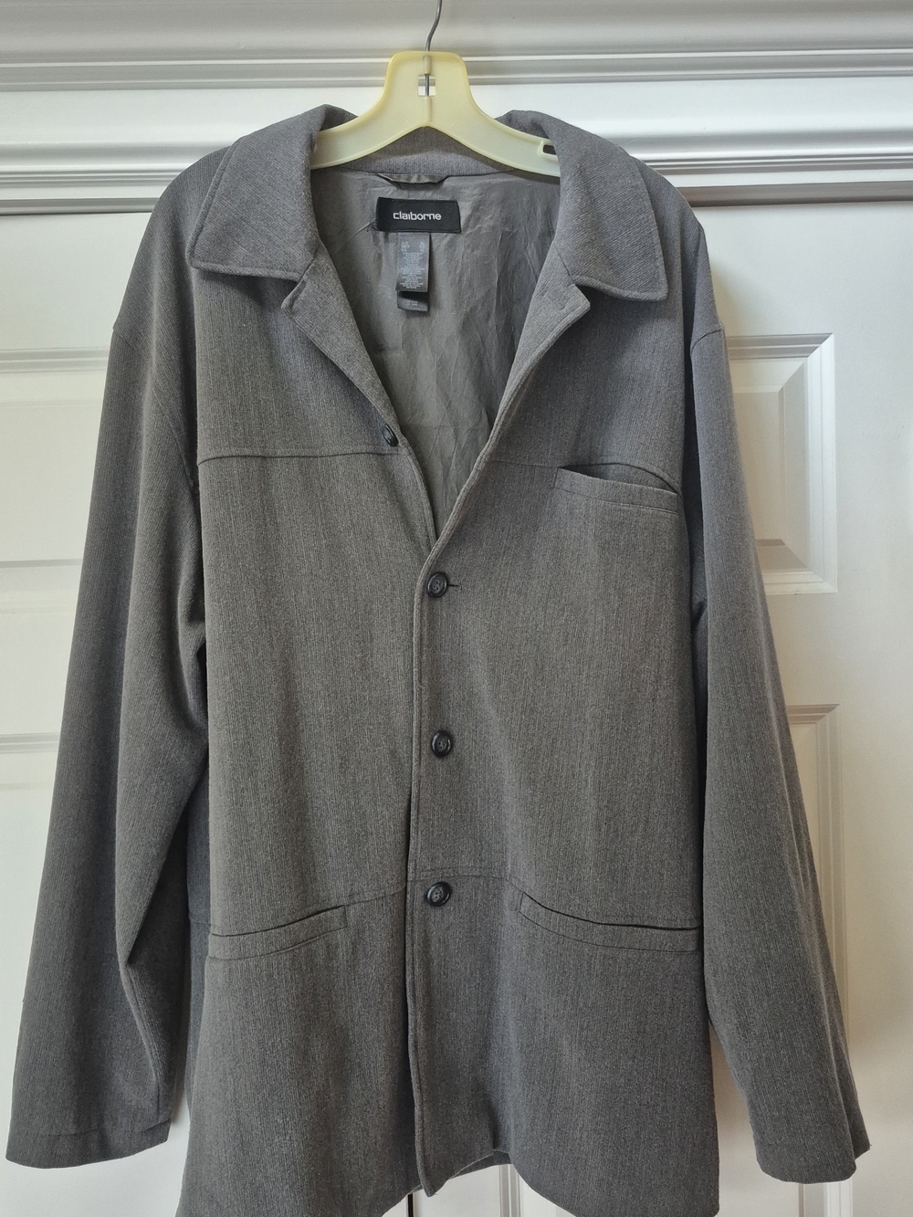 Claiborne Men's Gray Casual Button-Front Jacket
